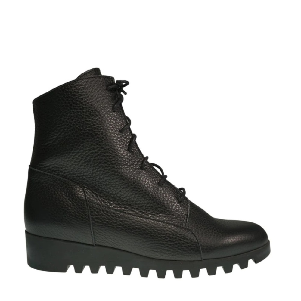 • ARCHE • Women’s Lominy Lace Up Ankle Boots Pebbled Leather Black 37